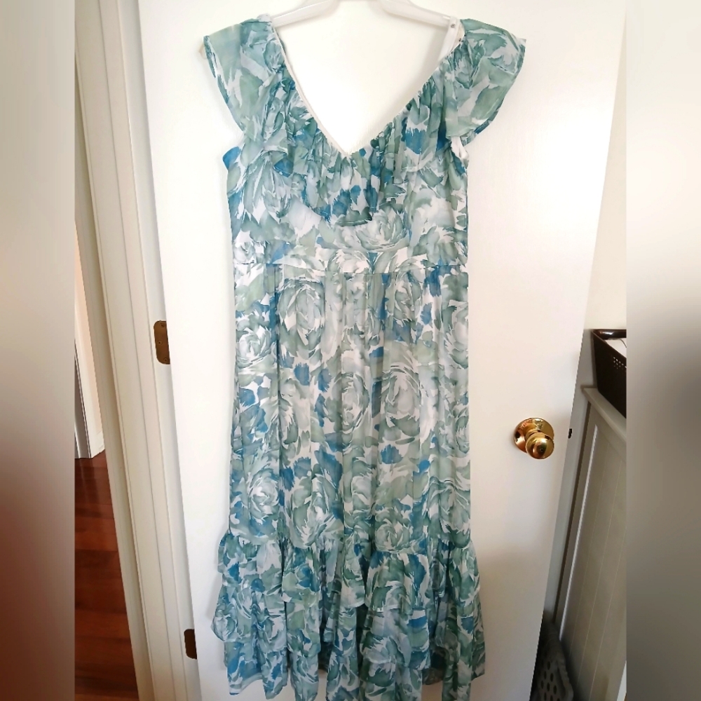 Calvin Klein Blue Floral Maxi Dress Size 12